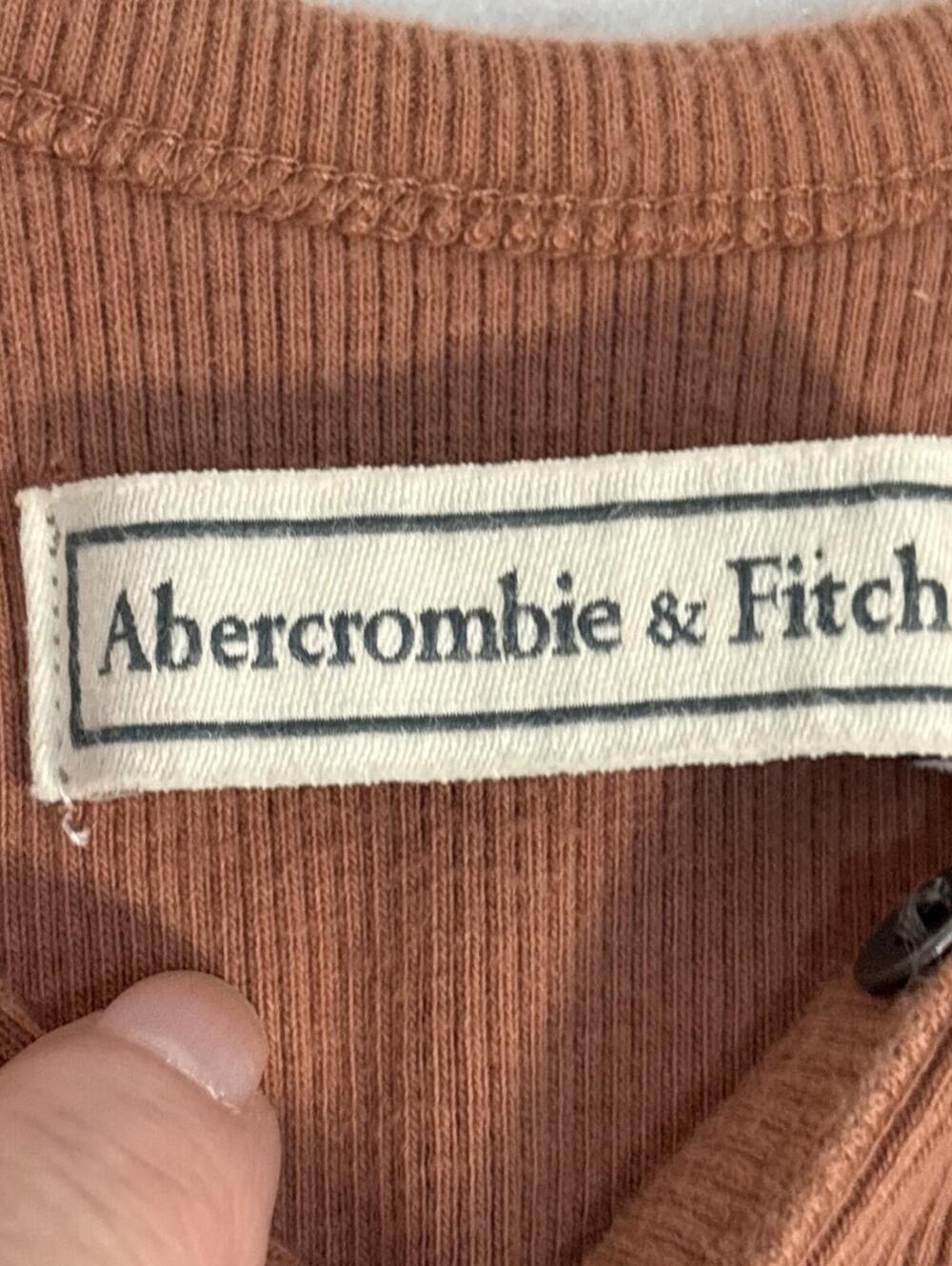 Abercrombie Ribbed Mauve Bodysuit XS Rib Buttons Vneck - Picture 4 of 8